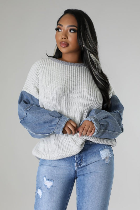 Denim Block Sweater